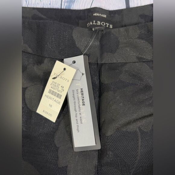 NWT Talbots Heritage Black Floral Jacquard Pants Side Zip Festive Party 16 - Picture 7 of 12